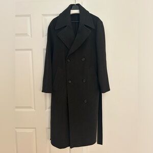 Zara Men’s Gray Wool Blend Coat Double Breasted Belted